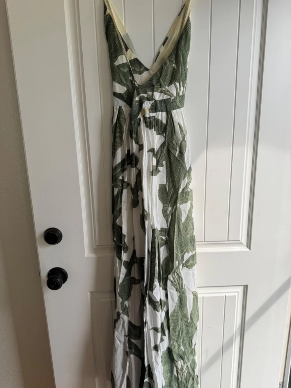 Miramar Maxi Dress Green Print L Tropical Vacation Leaves Floral PLEASE READ - Picture 11 of 16